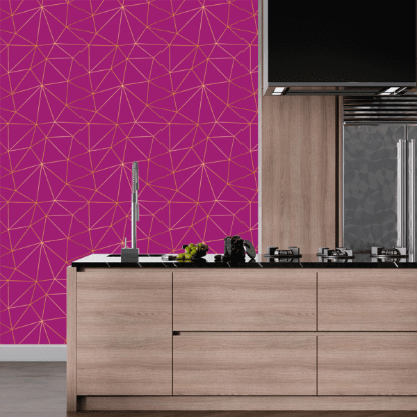 Adesivo Zazz Linha Fina Dourada Fundo Marsala