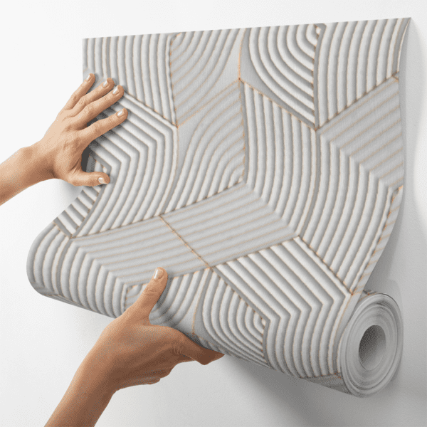 Adesivo 3D Hexágonos com Linhas Douradas - Image 4