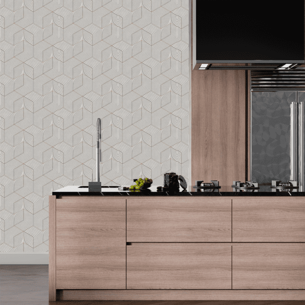 Adesivo 3D Hexágonos com Linhas Douradas - Image 2