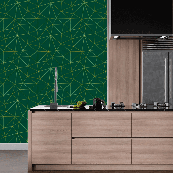 Adesivo Zazz Linha Fina Dourada Fundo Verde Esmeralda