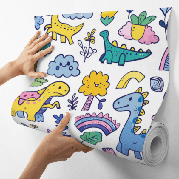 Adesivo Baby Dinossauro Desenhos em Azul, Amarelo e Verde - Image 4