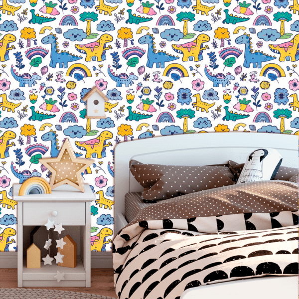 Adesivo Baby Dinossauro Desenhos em Azul, Amarelo e Verde - Image 2