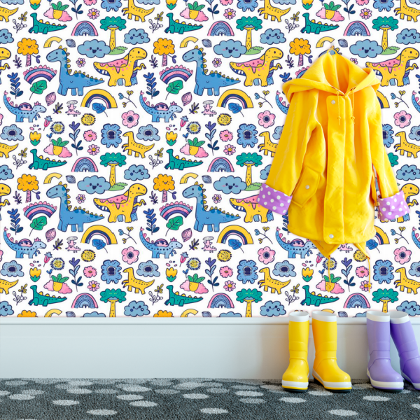 Adesivo Baby Dinossauro Desenhos em Azul, Amarelo e Verde - Image 3