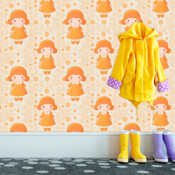 Adesivo Baby Desenho Menina Tons Laranja