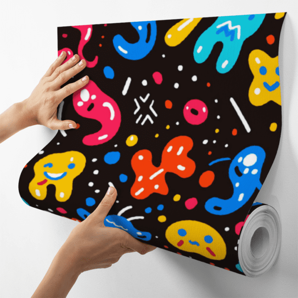 Adesivo Baby Formas Abstratas em Cores Neon no Fundo Preto - Image 4