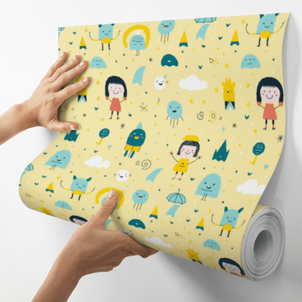 Adesivo Baby Personagens Felizes e Elementos em Fundo Amarelo - Image 4