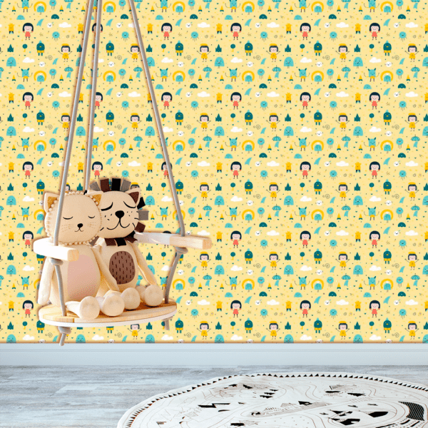 Adesivo Baby Personagens Felizes e Elementos em Fundo Amarelo - Image 2