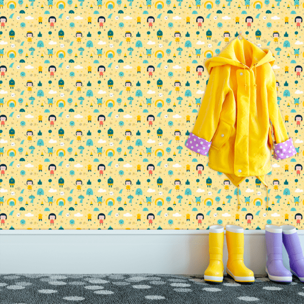 Adesivo Baby Personagens Felizes e Elementos em Fundo Amarelo - Image 3