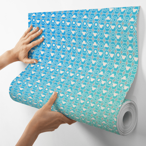 Adesivo Baby Hexágono e Trapézio Azul e Branco - Image 4