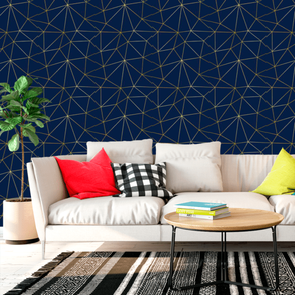 Adesivo Zazz Linha Fina Dourada Fundo Azul Escuro