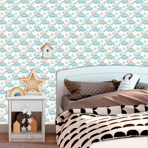 Adesivo Baby Dinossauro Azul com Fundo Branco Pontilhado Azul - Image 2