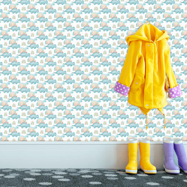 Adesivo Baby Dinossauro Azul com Fundo Branco Pontilhado Azul - Image 3