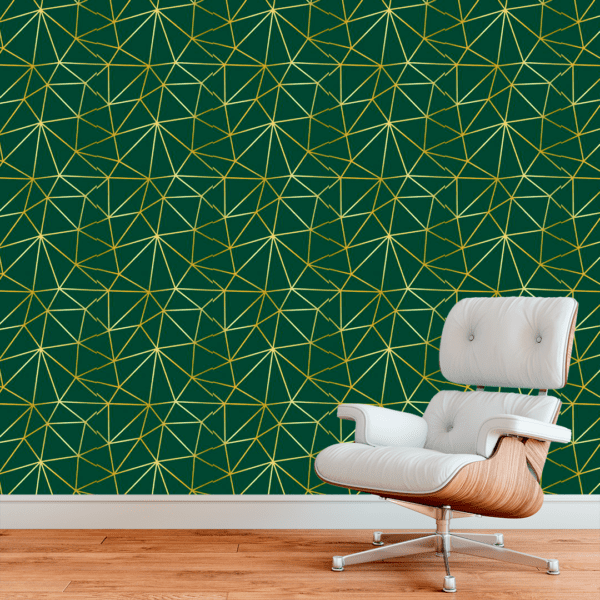 Adesivo Zazz Linha Grossa Dourada Fundo Verde Esmeralda
