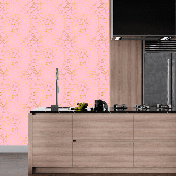 Adesivo Zazz Linha Espandido Dourada Fundo Rosa Pastel