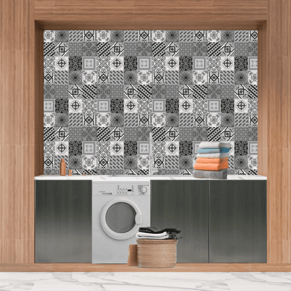 Adesivo Azulejos Prateado e Cinza