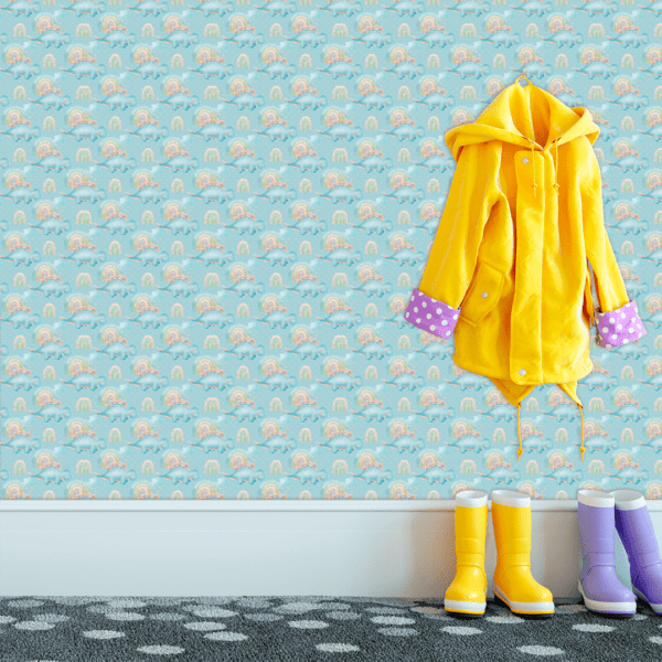 Adesivo Baby Dinossauro Azul com Fundo Azul Bolinhas Azuis - Image 3
