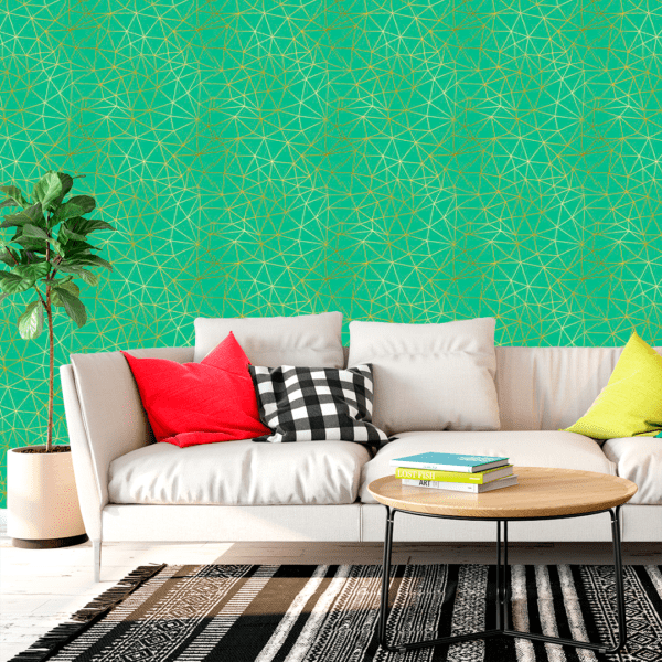 Adesivo Zazz Linha Espandido Dourada Fundo Verde Menta