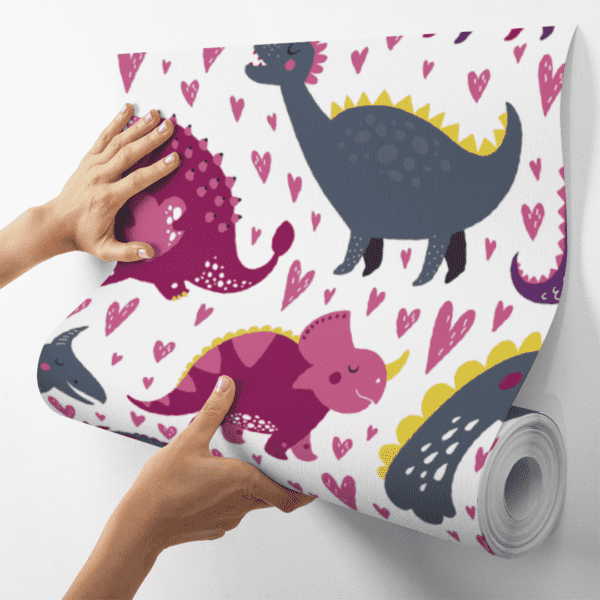 Adesivo Baby Desenho Dinossauro Contraste Rosa e Cinza Escuro - Image 4