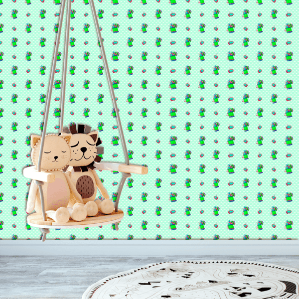 Adesivo Baby Desenho de Coruja Fundo Corações Brancos