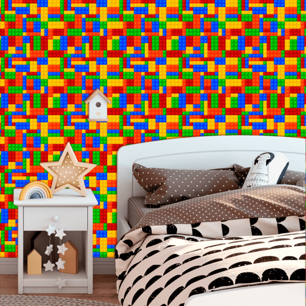 Adesivo Baby Estampa de Blocos de Construção Coloridos