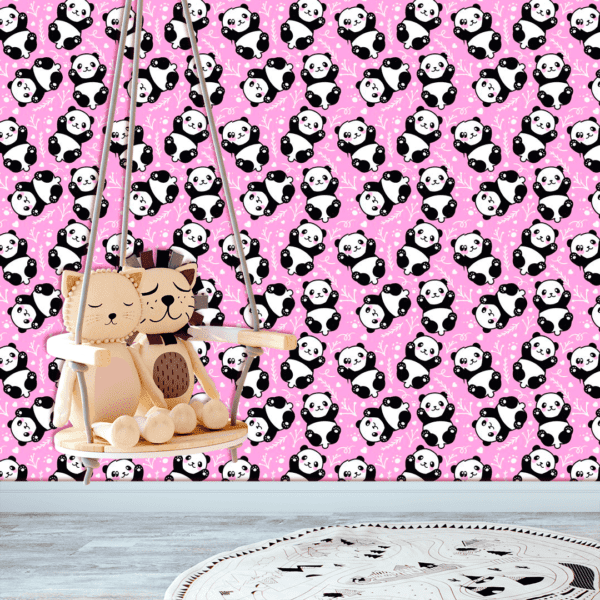 Adesivo Baby Estampa de Urso Panda com Fundo Rosa - Image 2