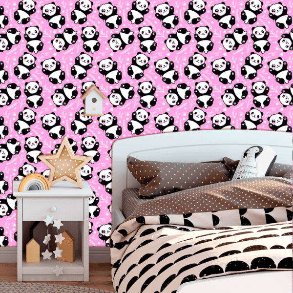 Adesivo Baby Estampa de Urso Panda com Fundo Rosa - Image 3