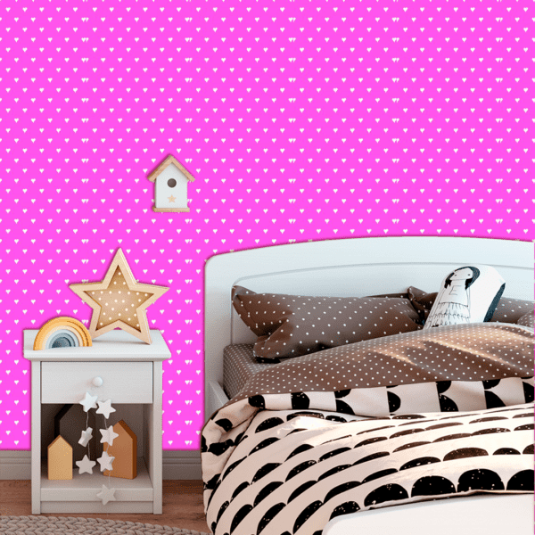 Adesivo Baby Padrão Coração Branco Fundo Rosa Claro - Image 3