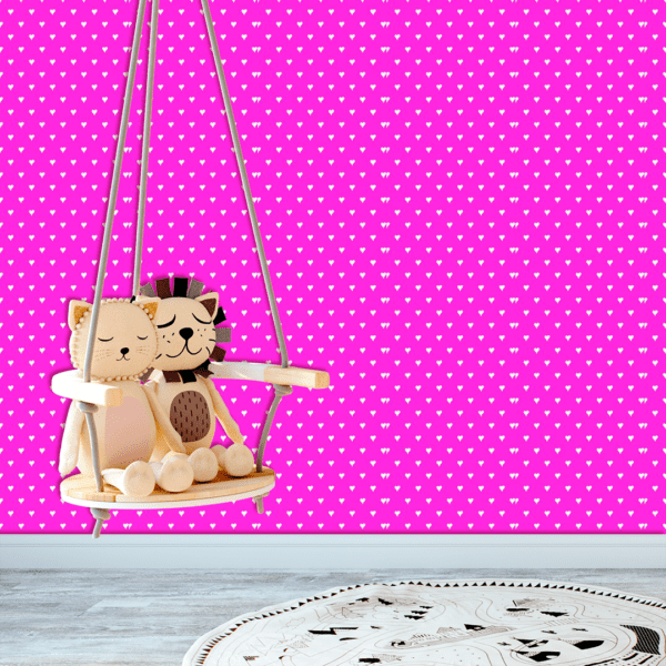 Adesivo Baby Padrão Coração Branco Fundo Rosa Escuro - Image 3