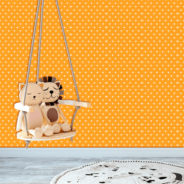 Adesivo Baby Padrão Coração Branco Fundo Dourado Pastel