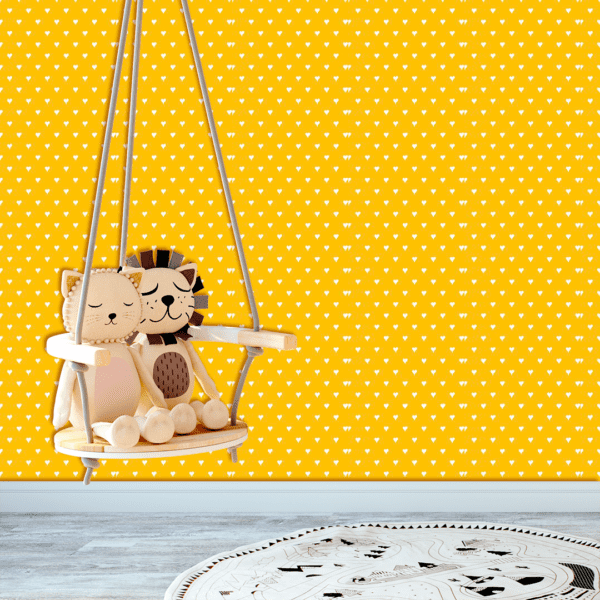 Adesivo Baby Padrão Coração Branco Fundo Amarelo - Image 2