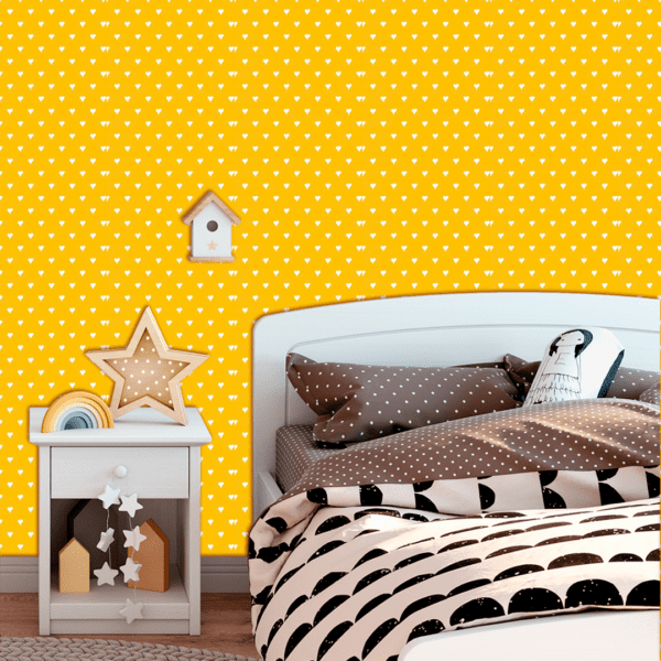 Adesivo Baby Padrão Coração Branco Fundo Amarelo - Image 3
