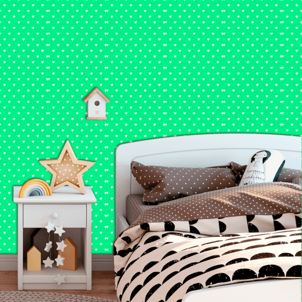 Adesivo Baby Padrão Coração Branco Fundo Verde Pastel - Image 3