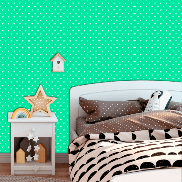 Adesivo Baby Padrão Coração Branco Fundo Azul Pastel