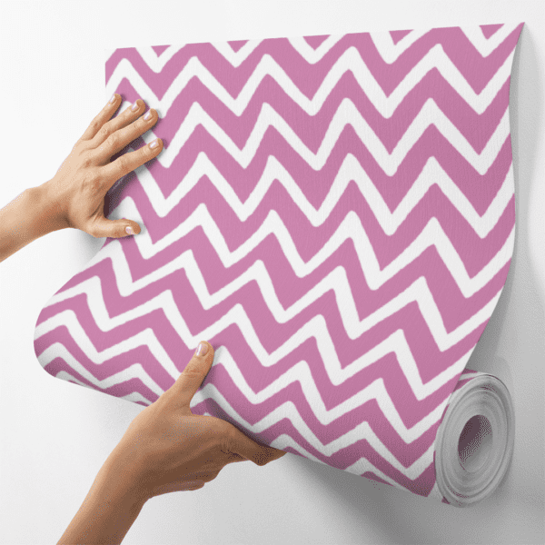 Adesivo Baby Padrão Chevron Branco e Rosa Claro - Image 4