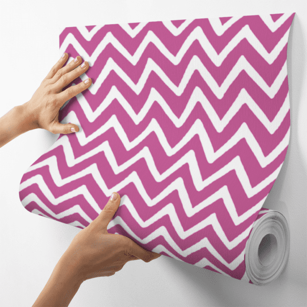 Adesivo Baby Padrão Chevron Branco e Rosa Escuro - Image 4