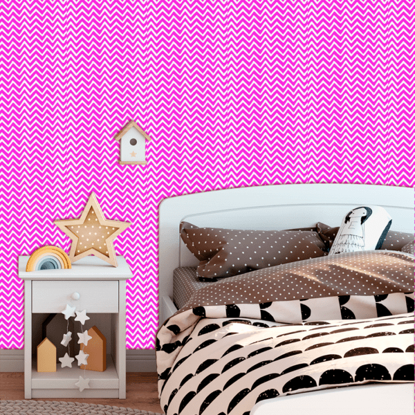 Adesivo Baby Padrão Chevron Branco e Rosa Escuro - Image 3