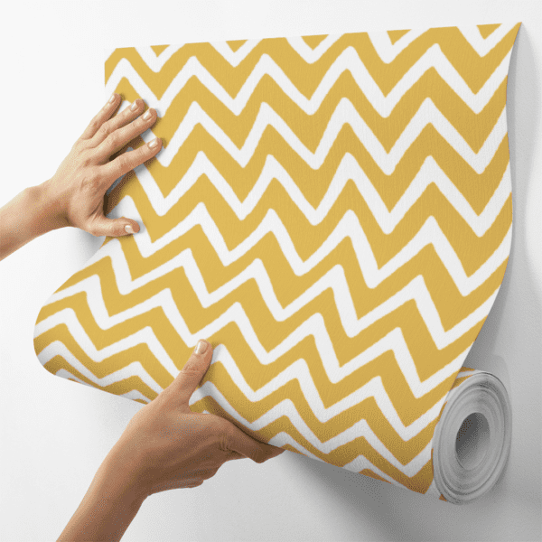 Adesivo Baby Padrão Chevron Branco e Amarelo Pastel - Image 4