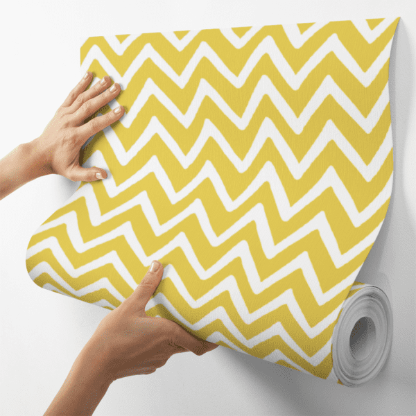 Adesivo Baby Padrão Chevron Branco e Amarelo - Image 4
