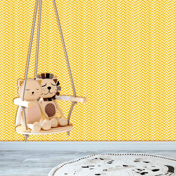 Adesivo Baby Padrão Chevron Branco e Amarelo - Image 2