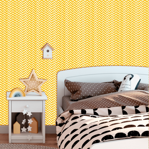Adesivo Baby Padrão Chevron Branco e Amarelo