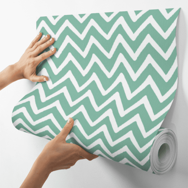 Adesivo Baby Padrão Chevron Branco e Verde Pastel - Image 4