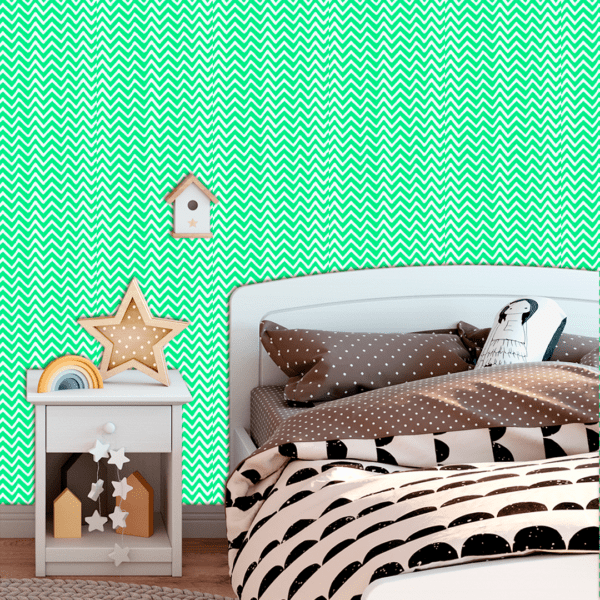 Adesivo Baby Padrão Chevron Branco e Verde Pastel - Image 3