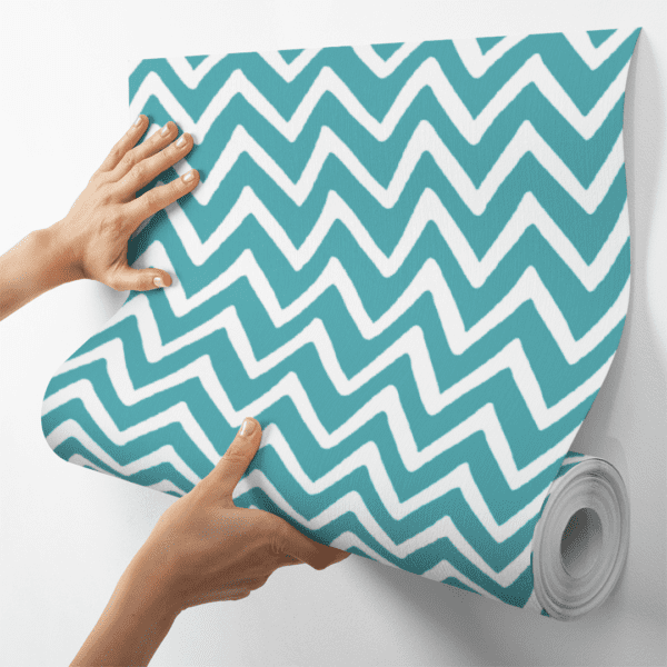 Adesivo Baby Padrão Chevron Branco e Azul Pastel - Image 4
