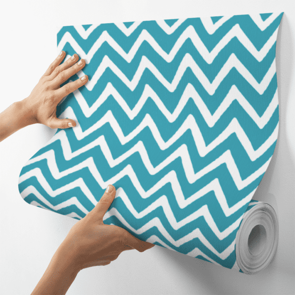 Adesivo Baby Padrão Chevron Branco e Azul - Image 4