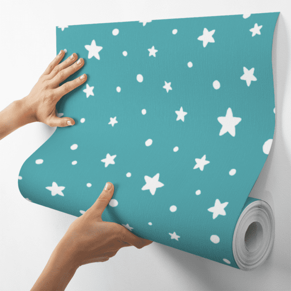 Adesivo Baby Padrão Estrelas Fundo Azul Pastel - Image 4
