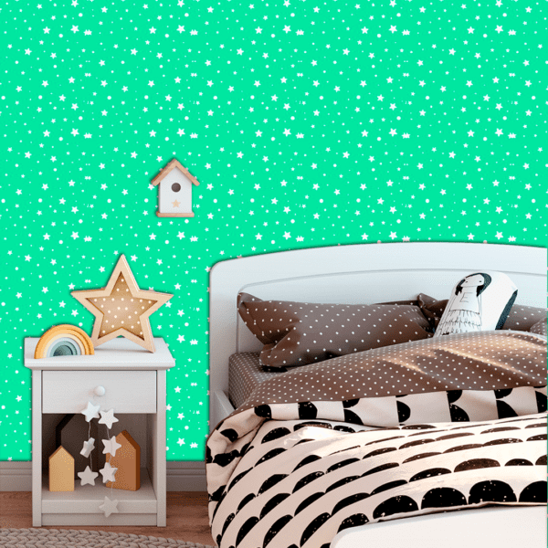 Adesivo Baby Padrão Estrelas Fundo Azul Pastel