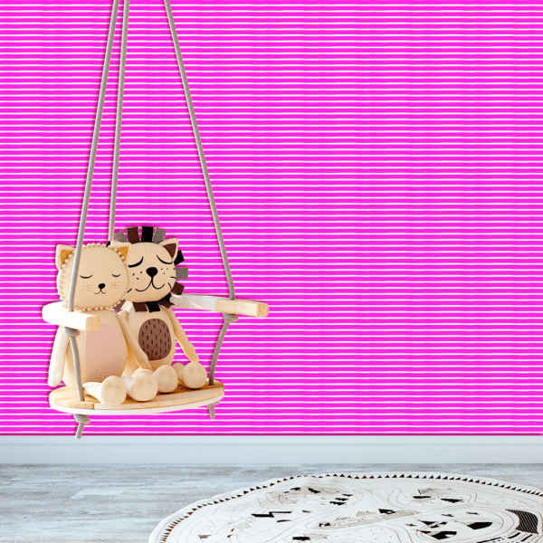 Adesivo Baby Linhas Brancas Horizontais Fundo Rosa Escuro