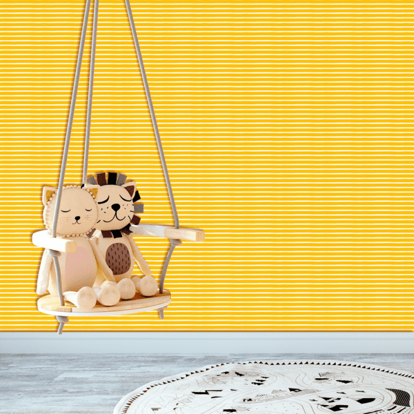 Adesivo Baby Linhas Brancas Horizontais Fundo Amarelo