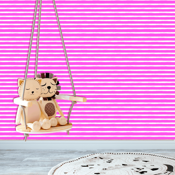 Adesivo Baby Linhas Brancas Horizontais Grandes Fundo Rosa - Image 2