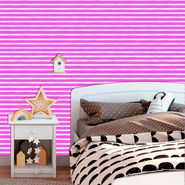 Adesivo Baby Linhas Brancas Horizontais Grandes Fundo Rosa - Image 3